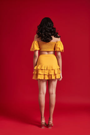 Yellow Mini Frill Skirt
