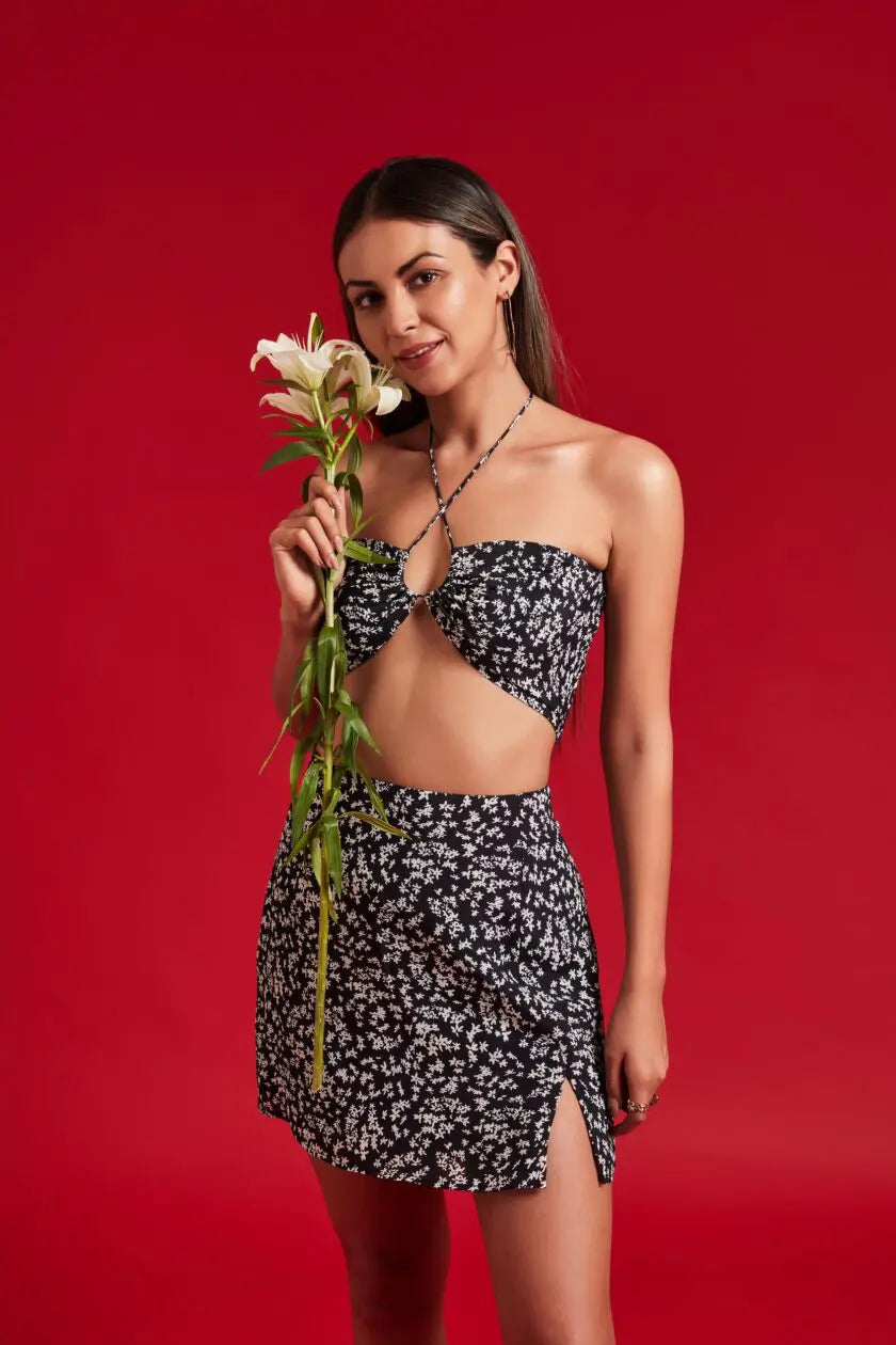 Black Floral Skirt