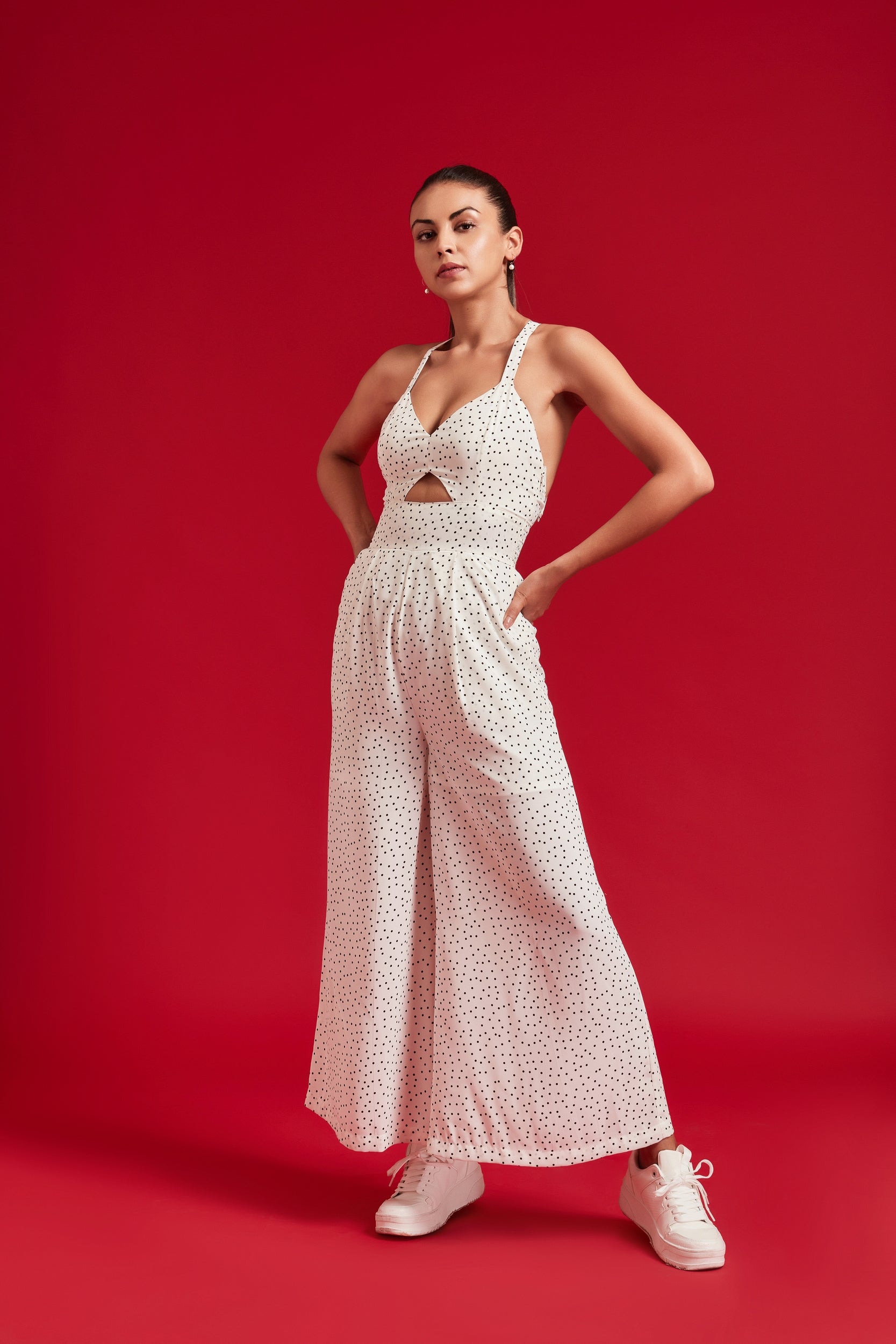 White Polka Jumpsuit