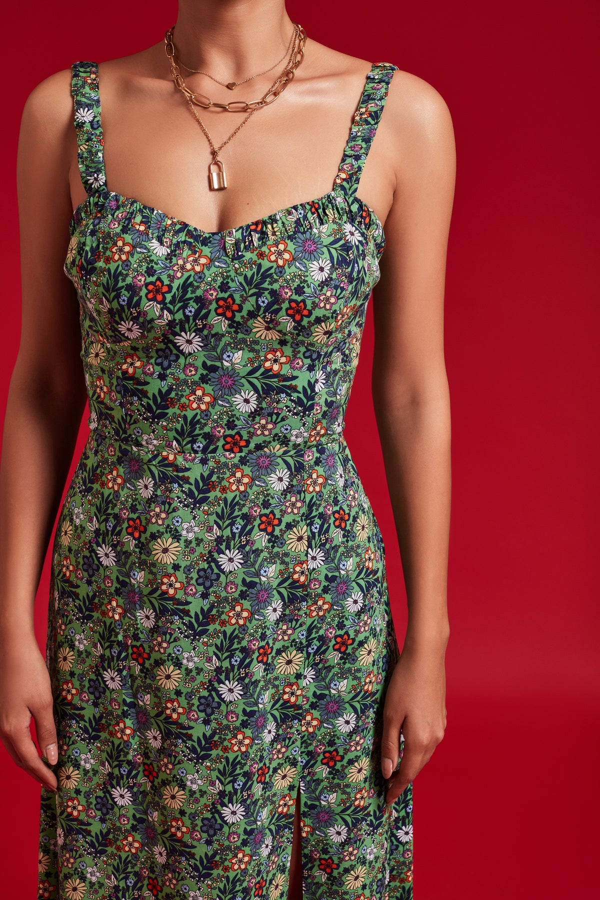 Green Floral Slip Dress
