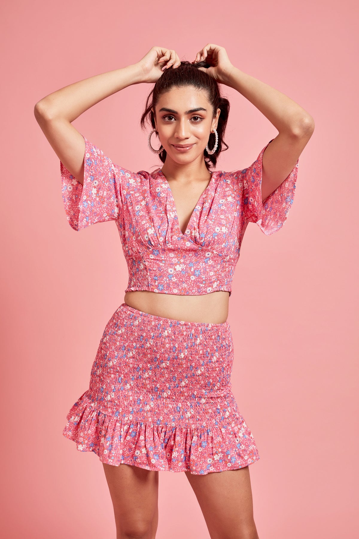 Pink Floral Crop Top