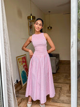 Pink Gingham Smocked Bodice Dress