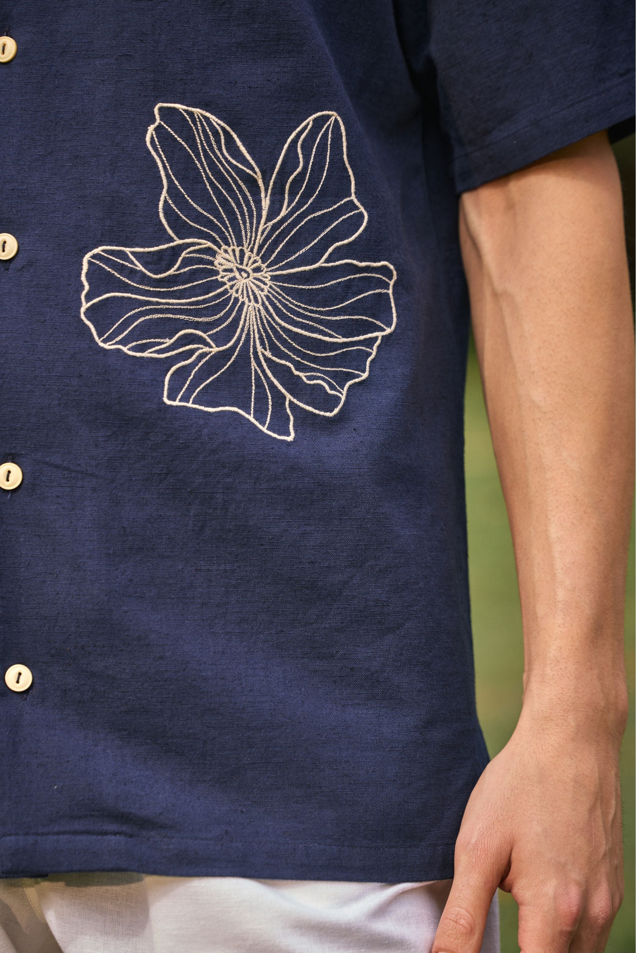 Midnight Blue Embroidered Shirt