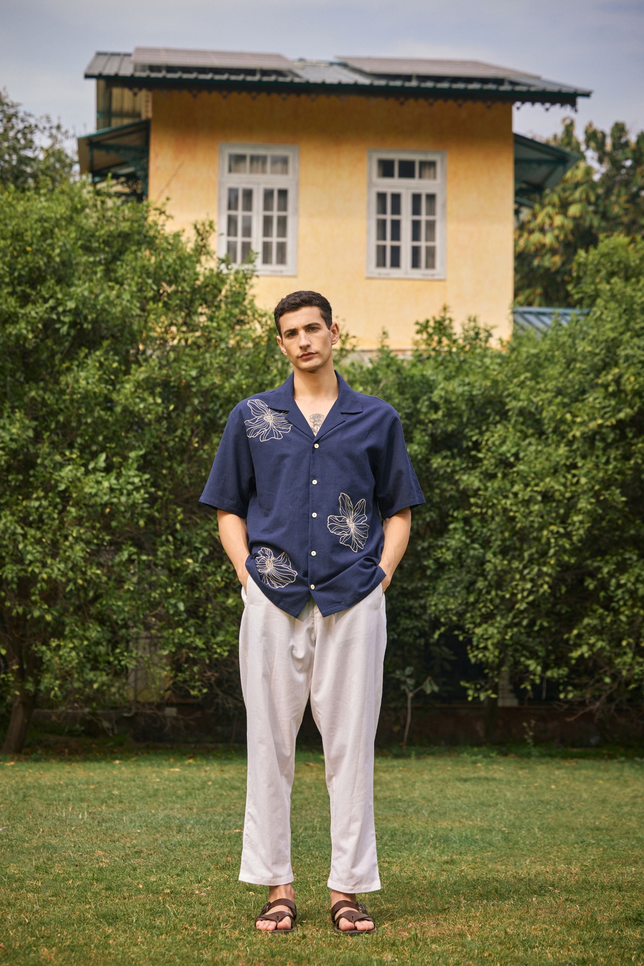 Midnight Blue Embroidered Shirt