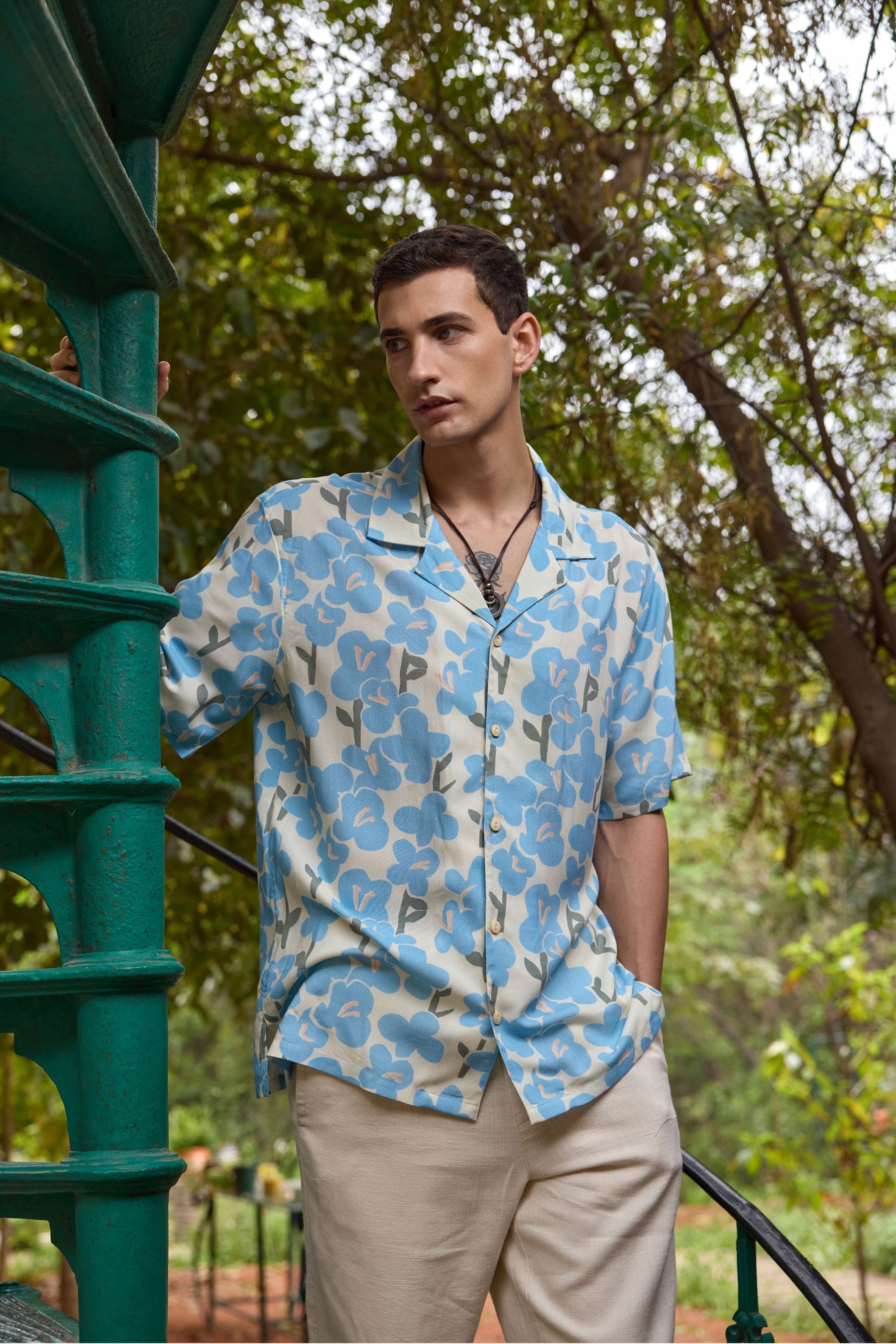 Blue Floral Resort Shirt