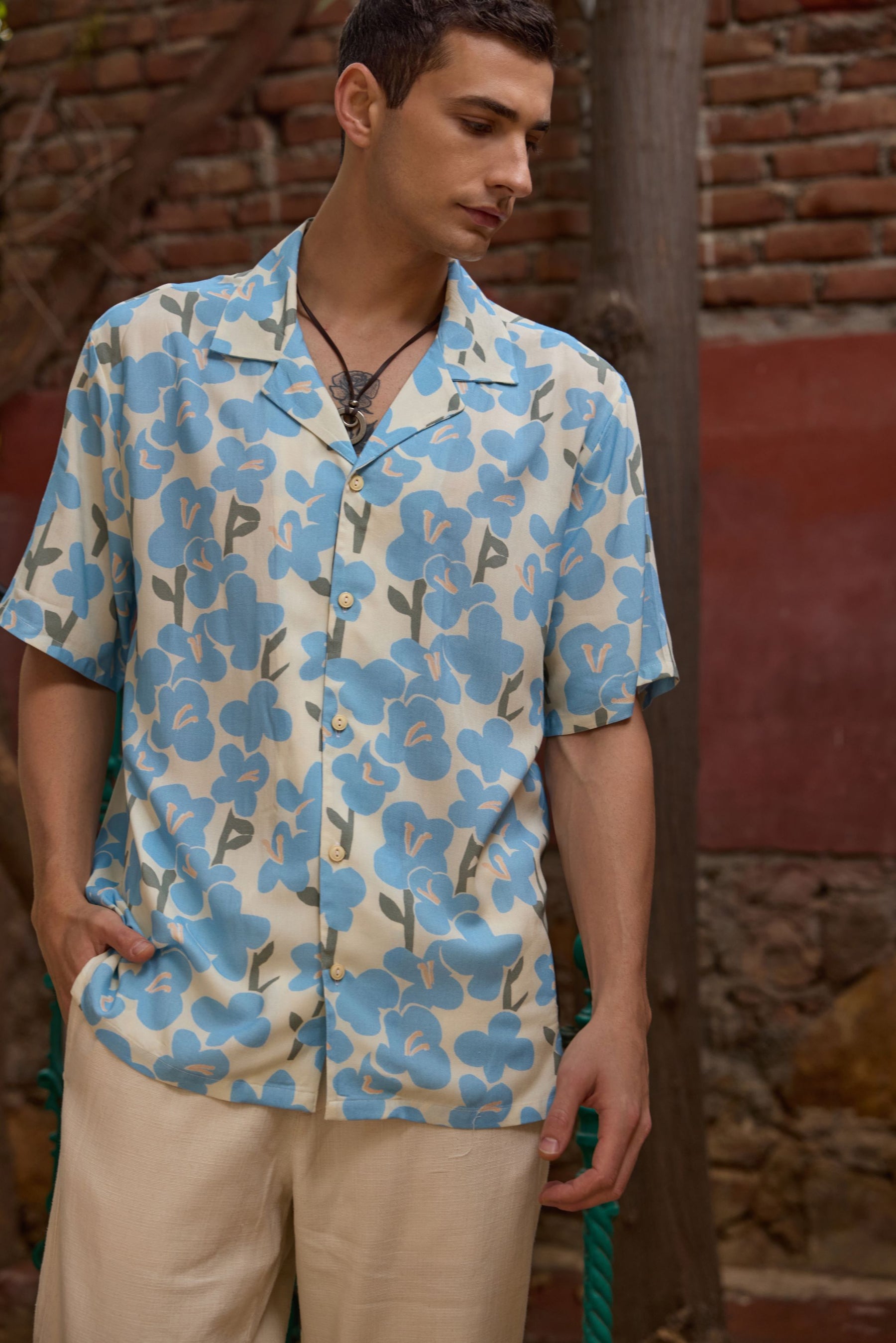 Blue Floral Resort Shirt
