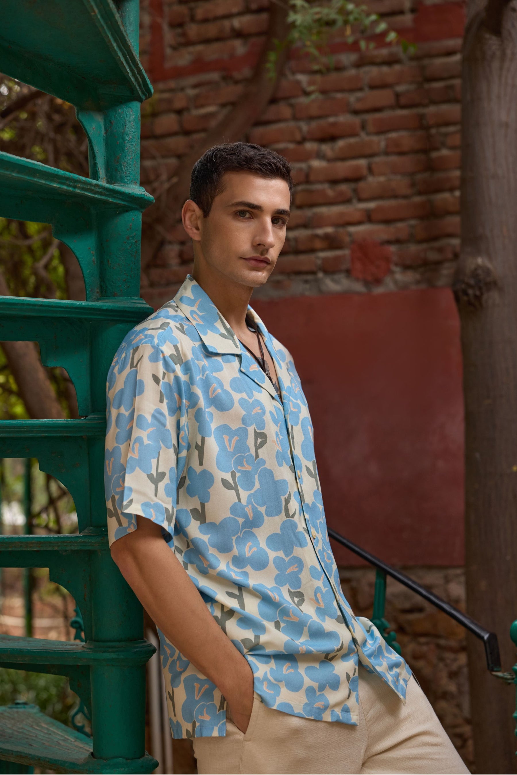 Blue Floral Resort Shirt