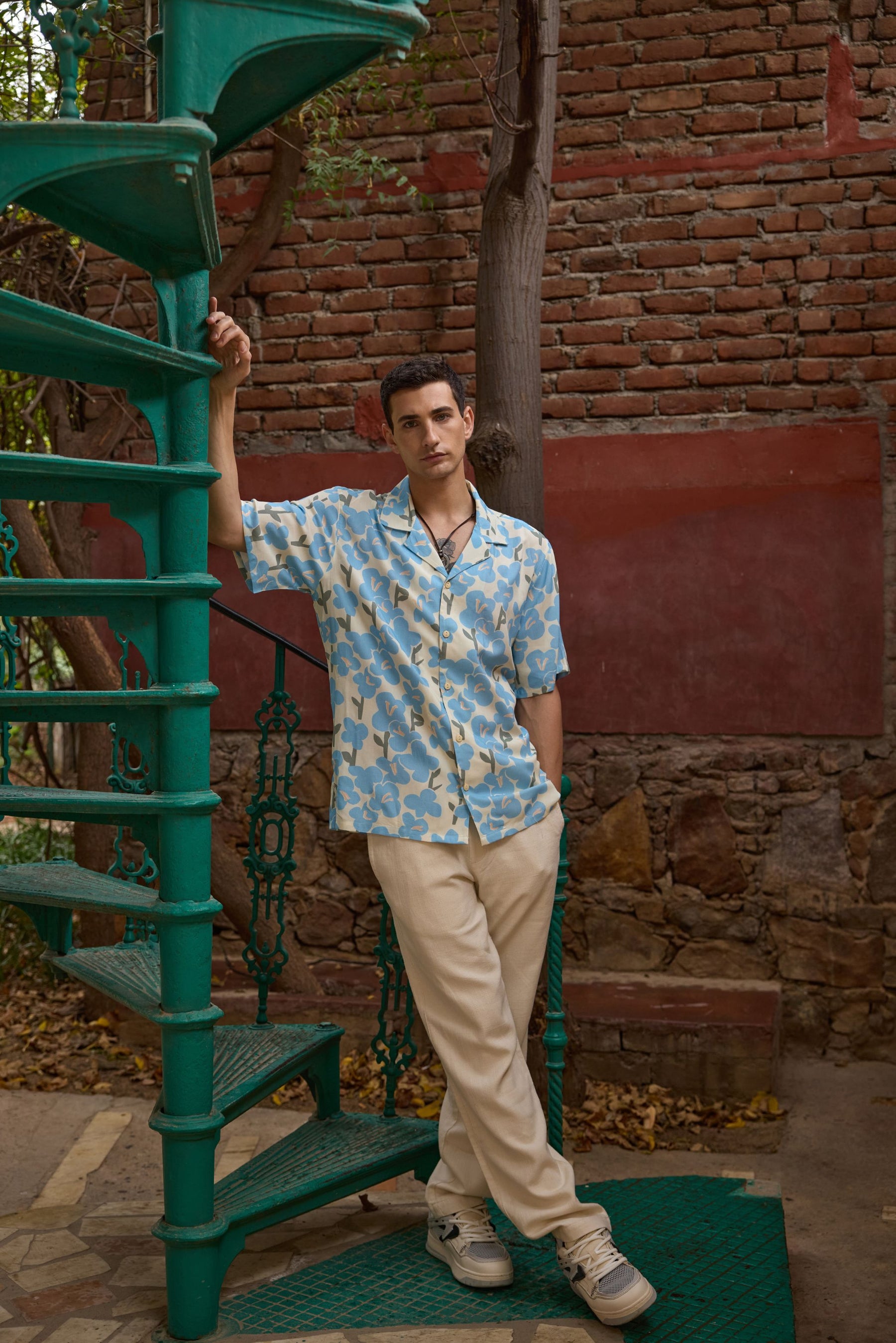 Blue Floral Resort Shirt