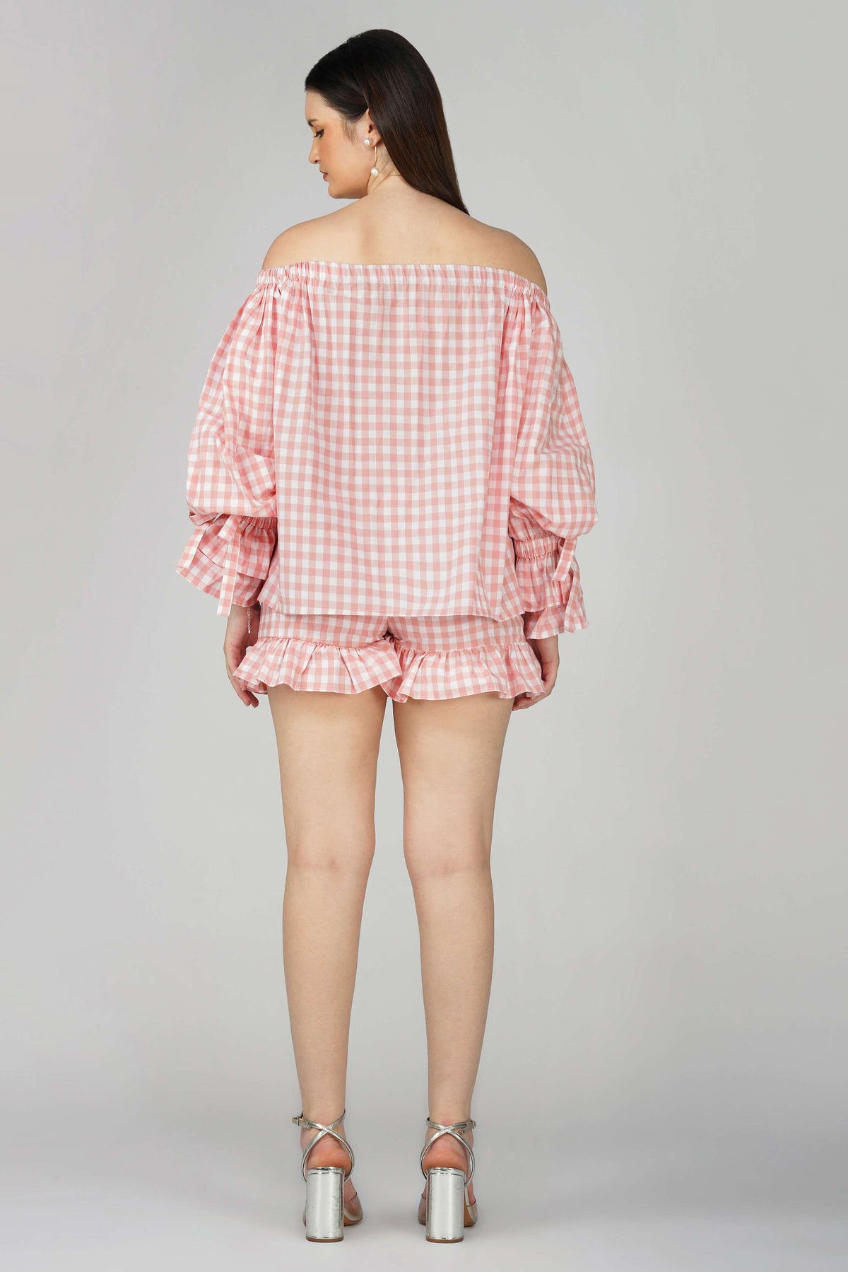 Baby pink gingham shorts