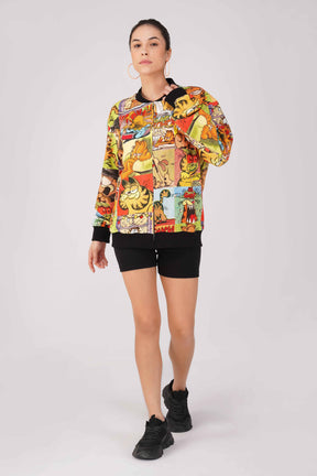 Garfield:Comic Collage Printed Bomber Jacket