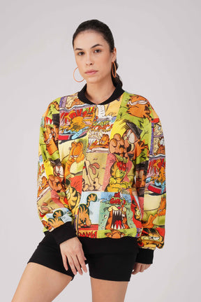 Garfield:Comic Collage Printed Bomber Jacket