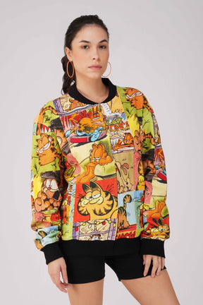 Garfield:Comic Collage Printed Bomber Jacket