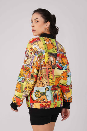 Garfield:Comic Collage Printed Bomber Jacket