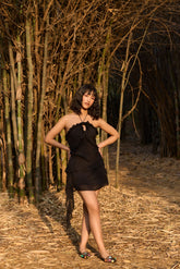 Black Ruffled Halter Neck Co-ord Set