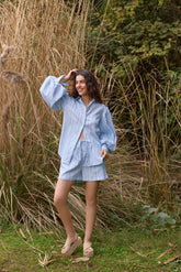 Blue Striped Relaxed Shorts