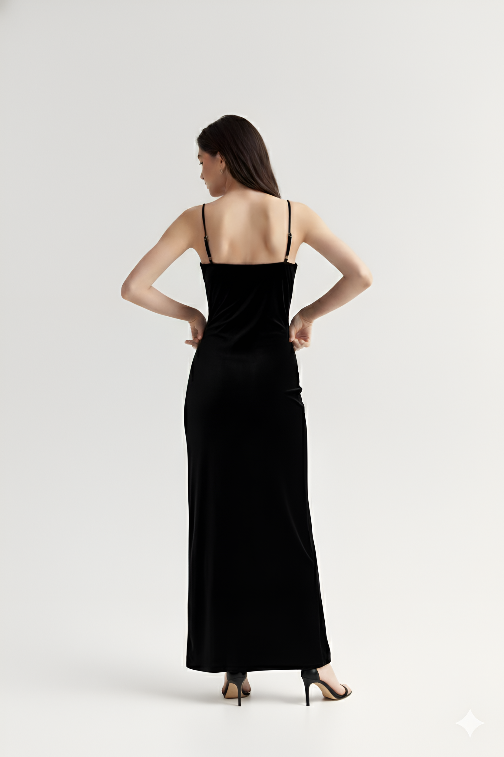 Black Velvet Cowl Neck Dress