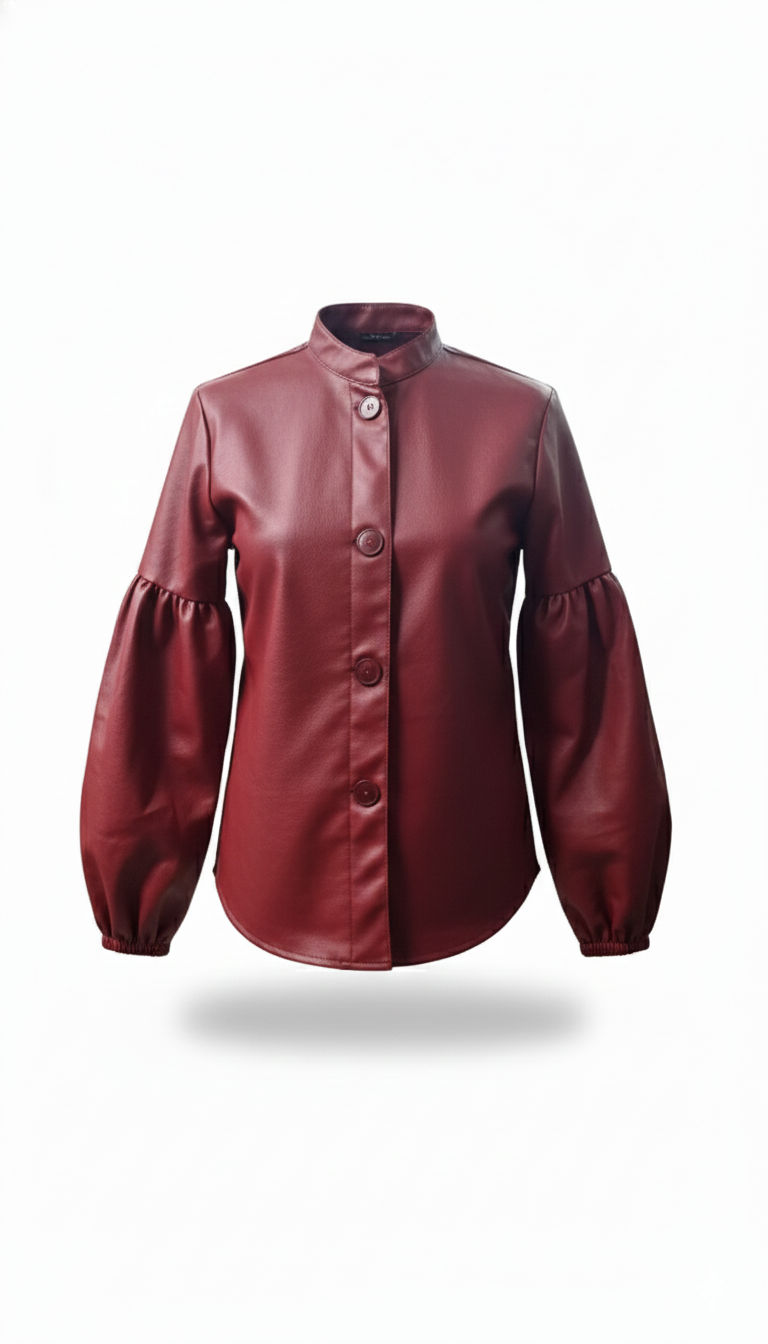 Cherry Red Faux Leather Statement Shirt