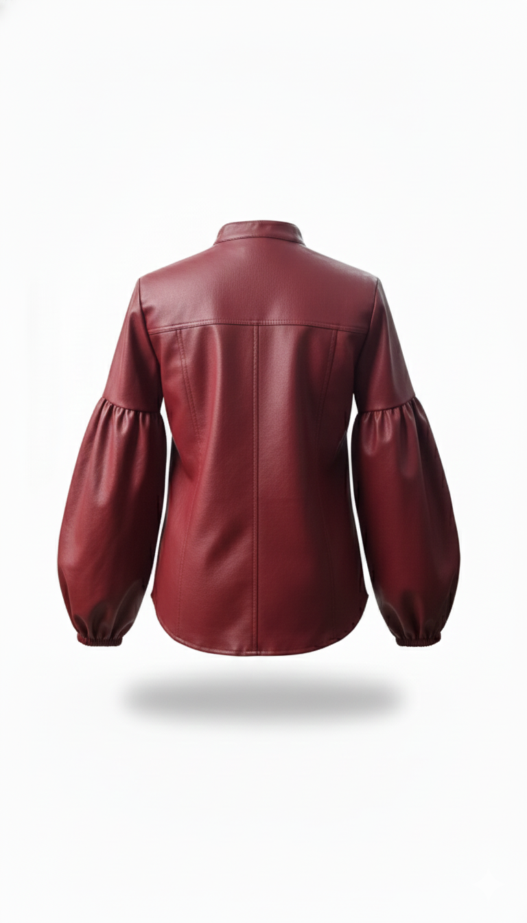 Cherry Red Faux Leather Statement Shirt