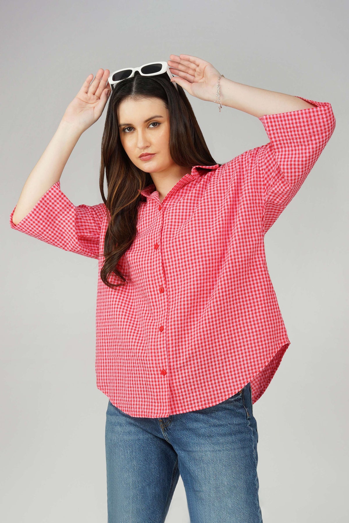 Red Gingham Oversized Shirt