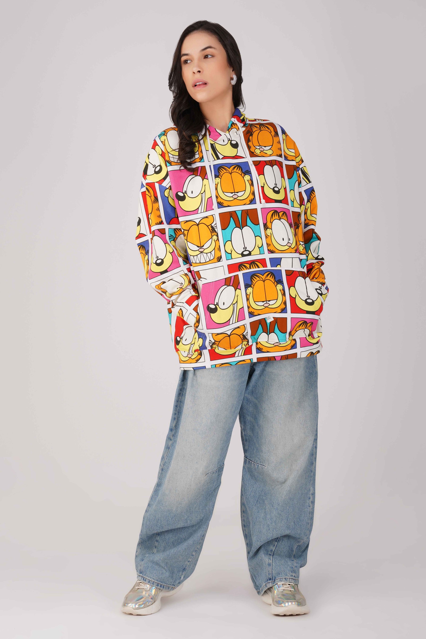 Garfield: Expressions Collage Printed Oversized Hoodie