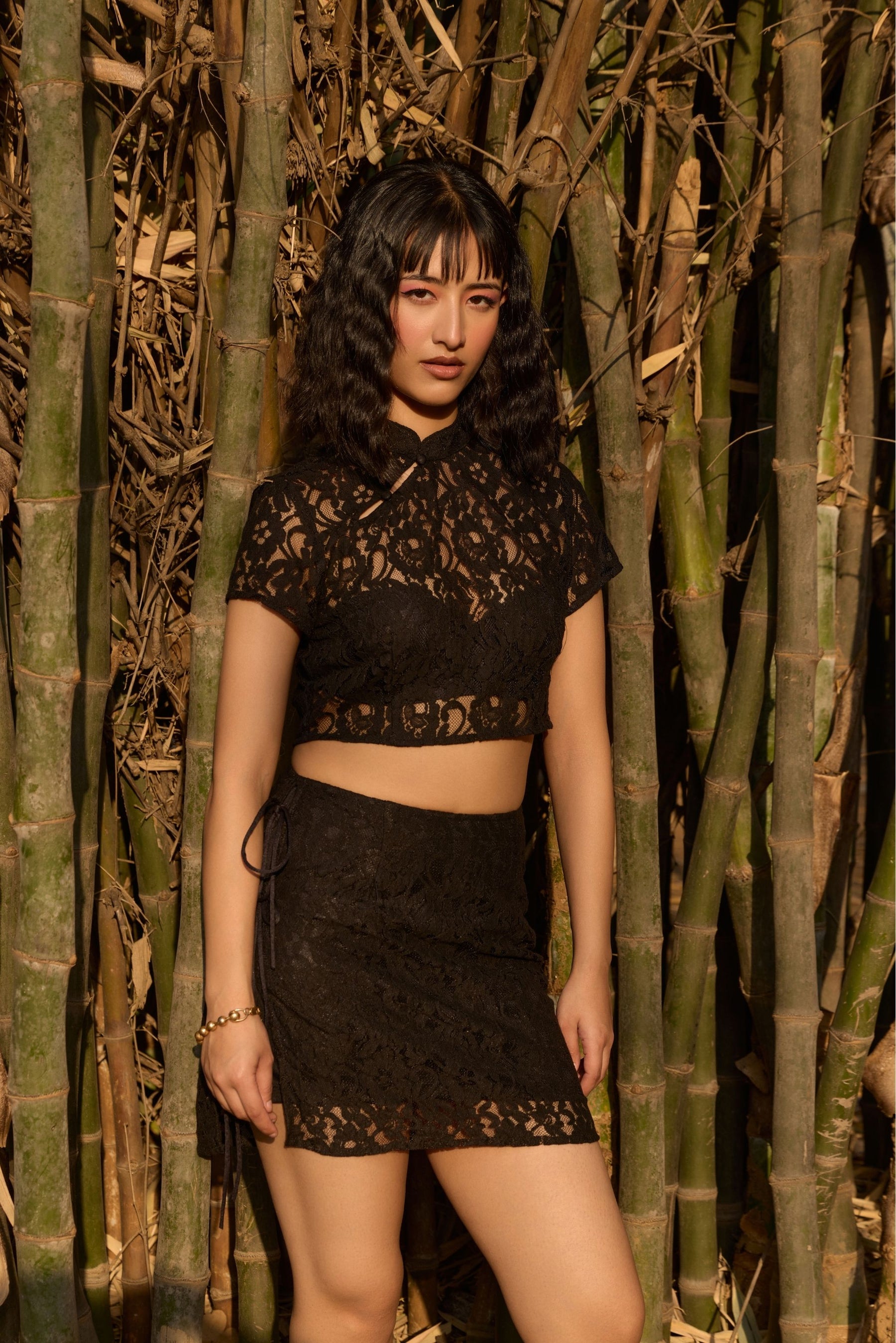 Black Lace Crop Top