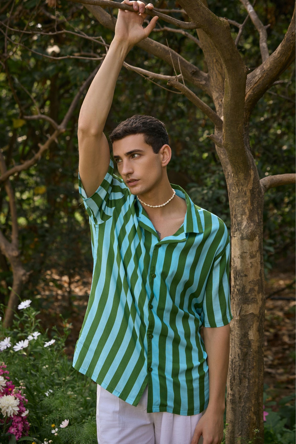 Vibrant Green-Striped Shirt