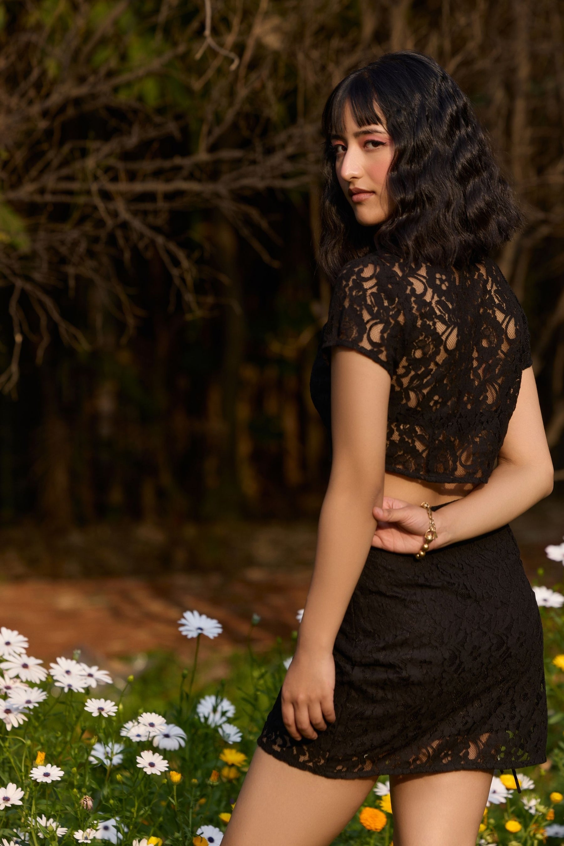 Black Lace Mini Skirt
