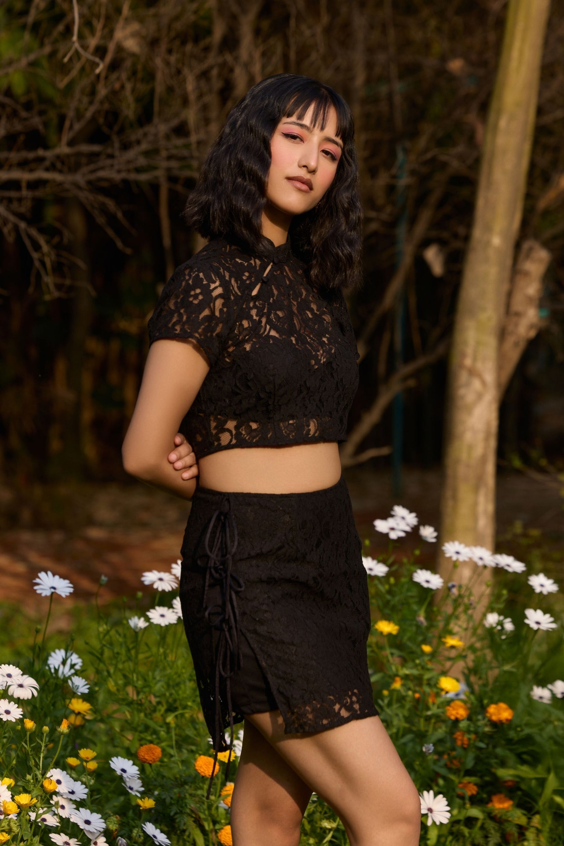 Black Lace Mini Skirt