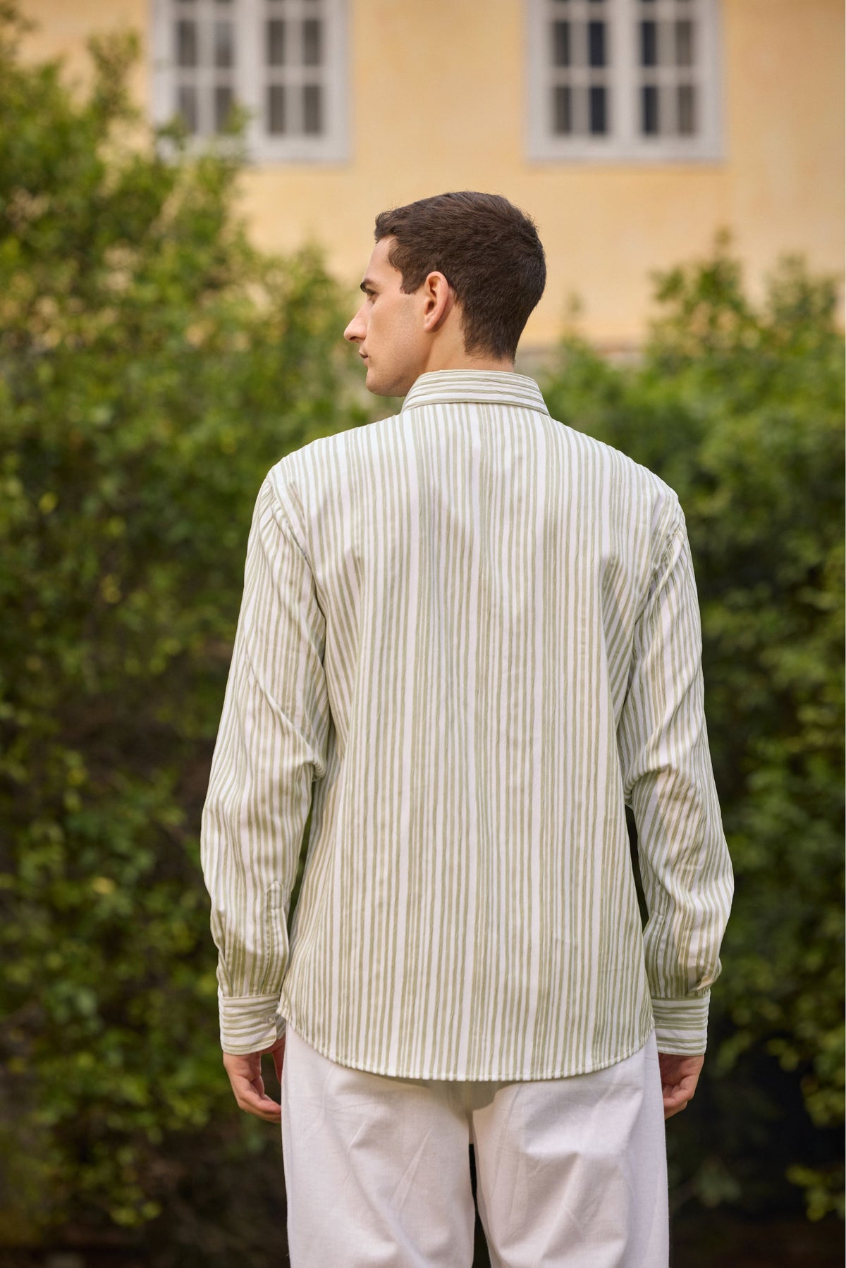 Men’s Green Striped  Shirt
