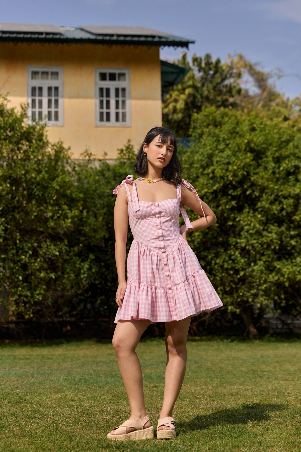 Pink Chic Gingham Mini Dress