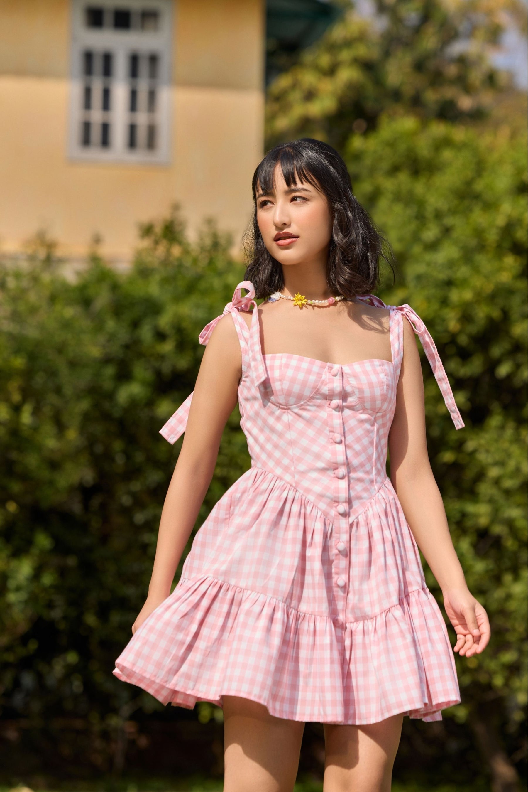 Pink Chic Gingham Mini Dress