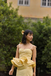 Yellow Gingham Peplum Top