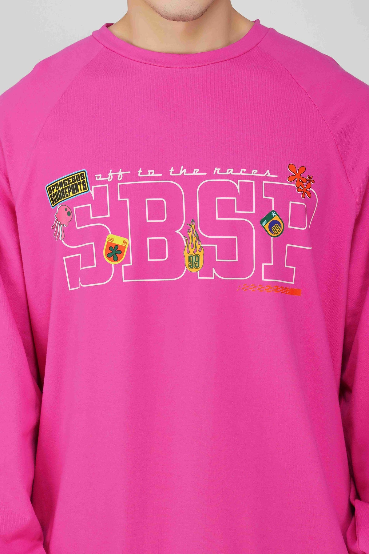 SpongeBob: Off to the Races Oversized Men's T-shirt-Pink