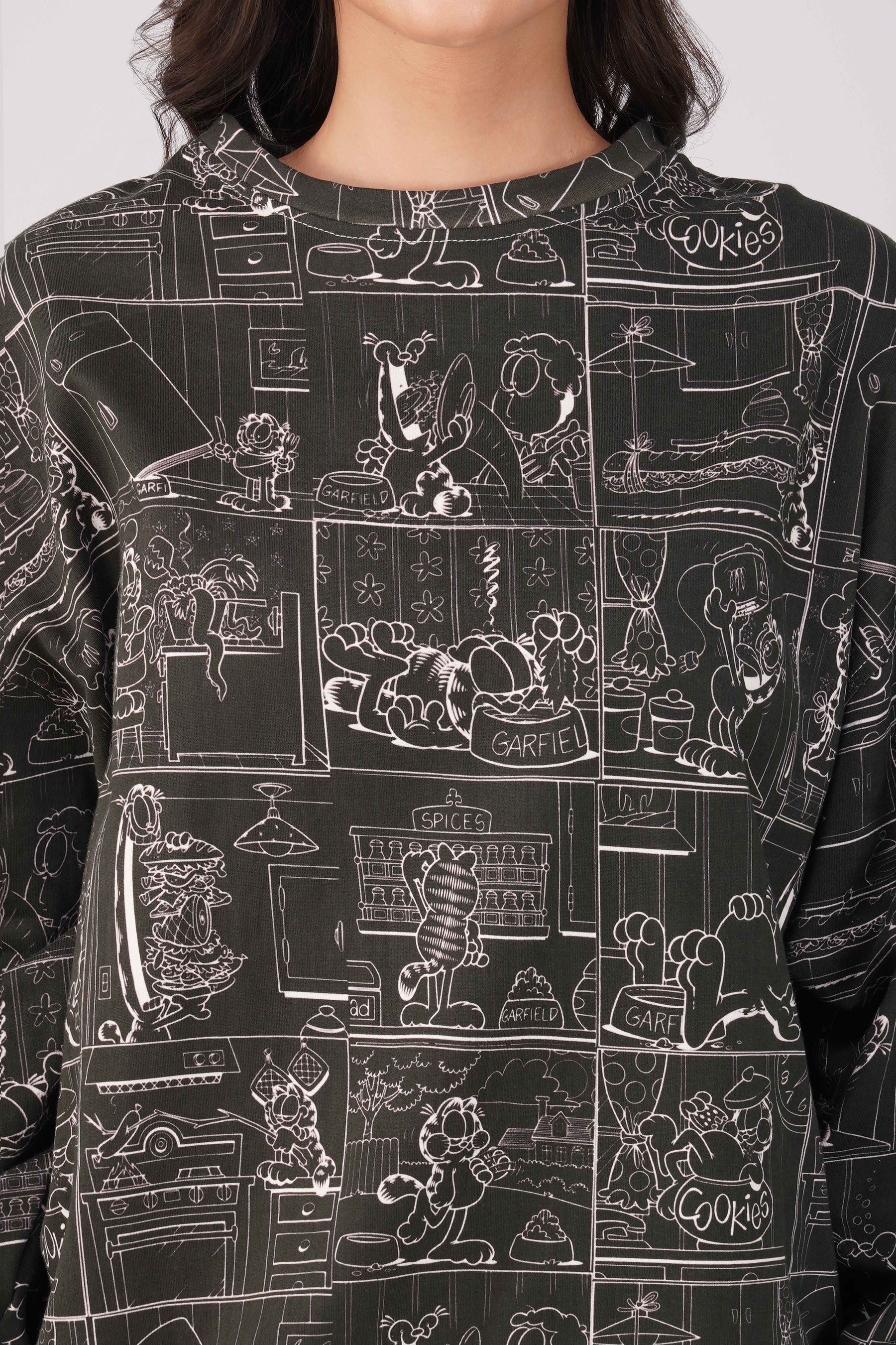 Garfield: Comic Book Printed Oversized Sweatshirt