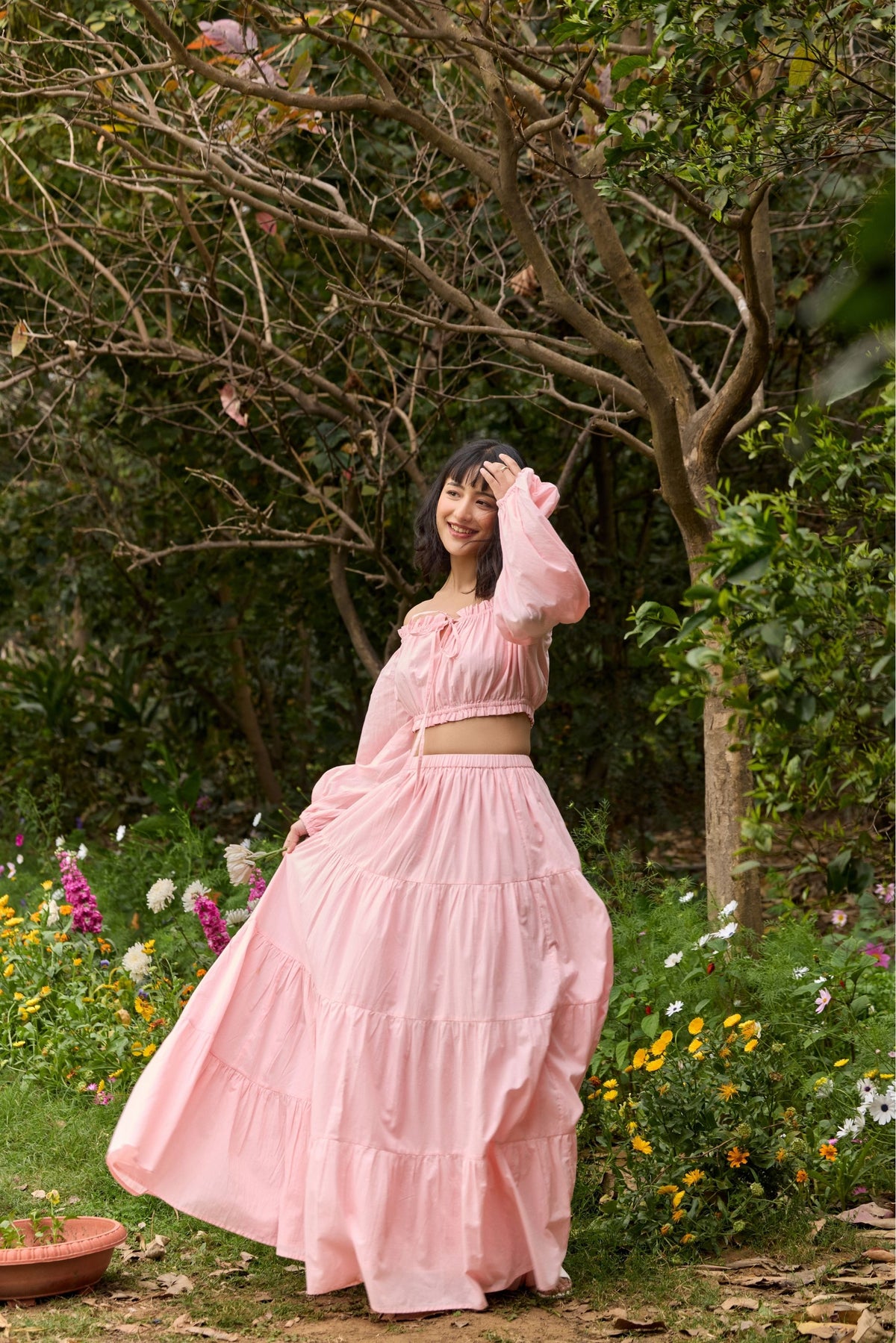 Pink Off-Shoulder Co-ord Set