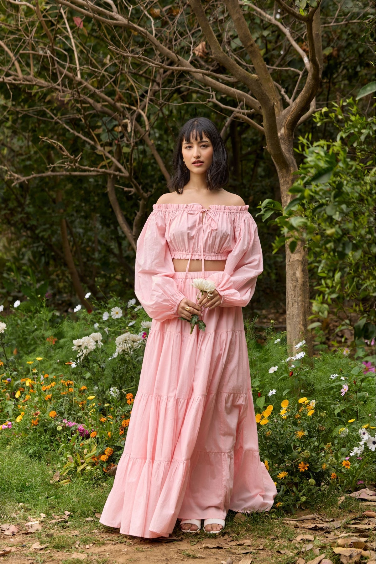 Pink Off-Shoulder Co-ord Set