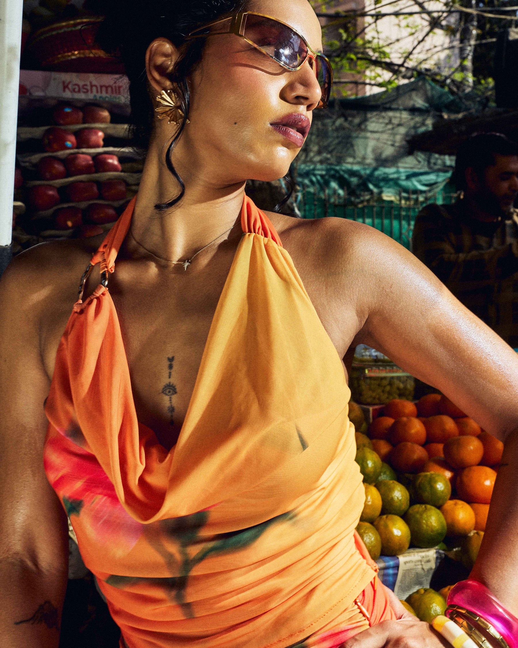 Ibiza Sunset Draped Halter Top