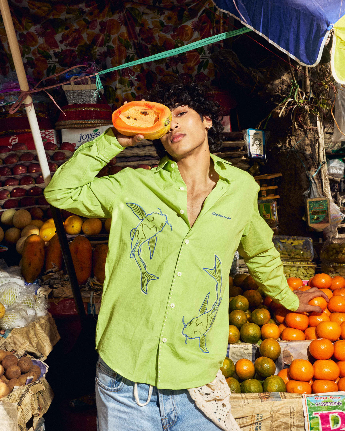 Koi Serenity Embroidered Shirt