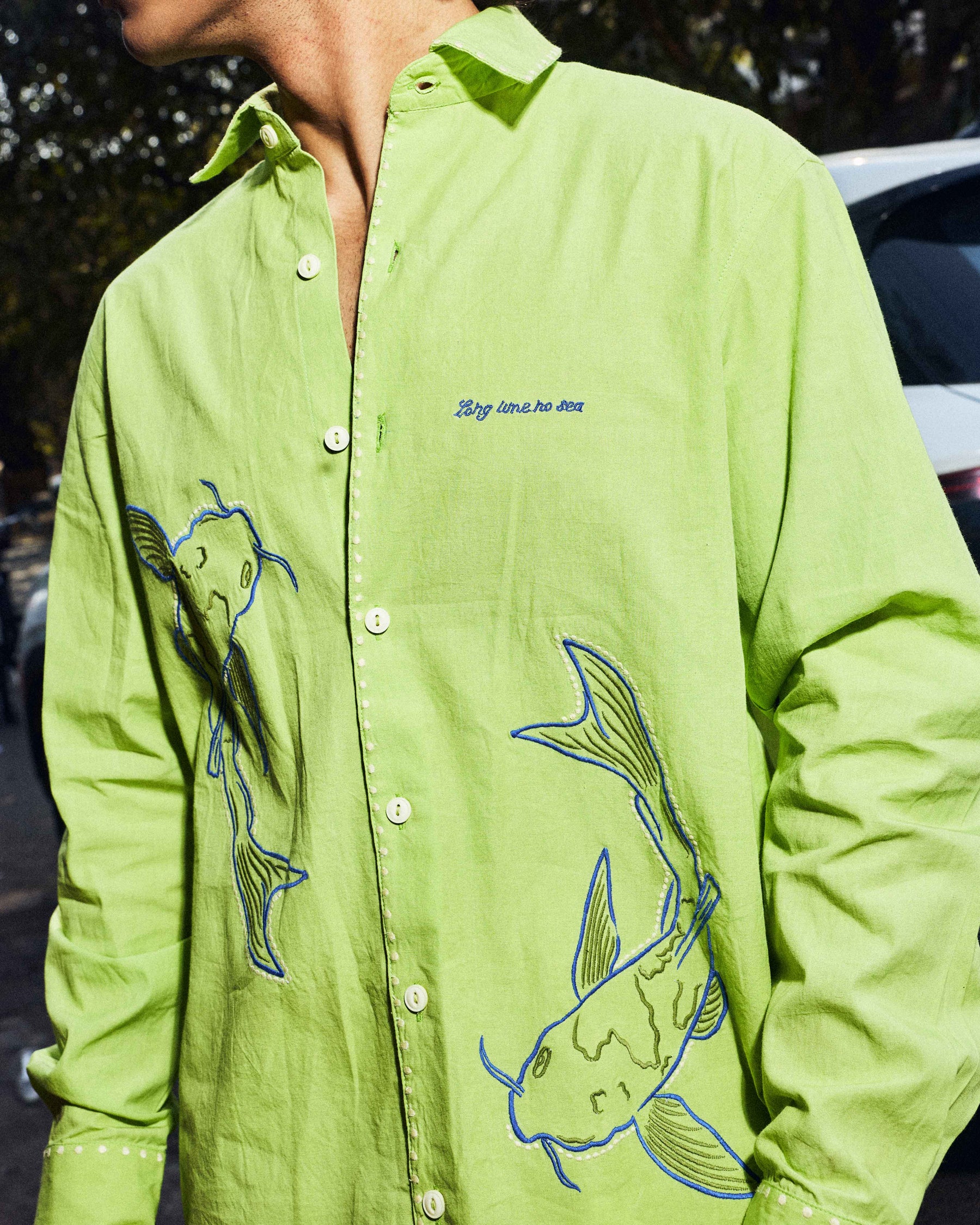 Koi Serenity Embroidered Shirt