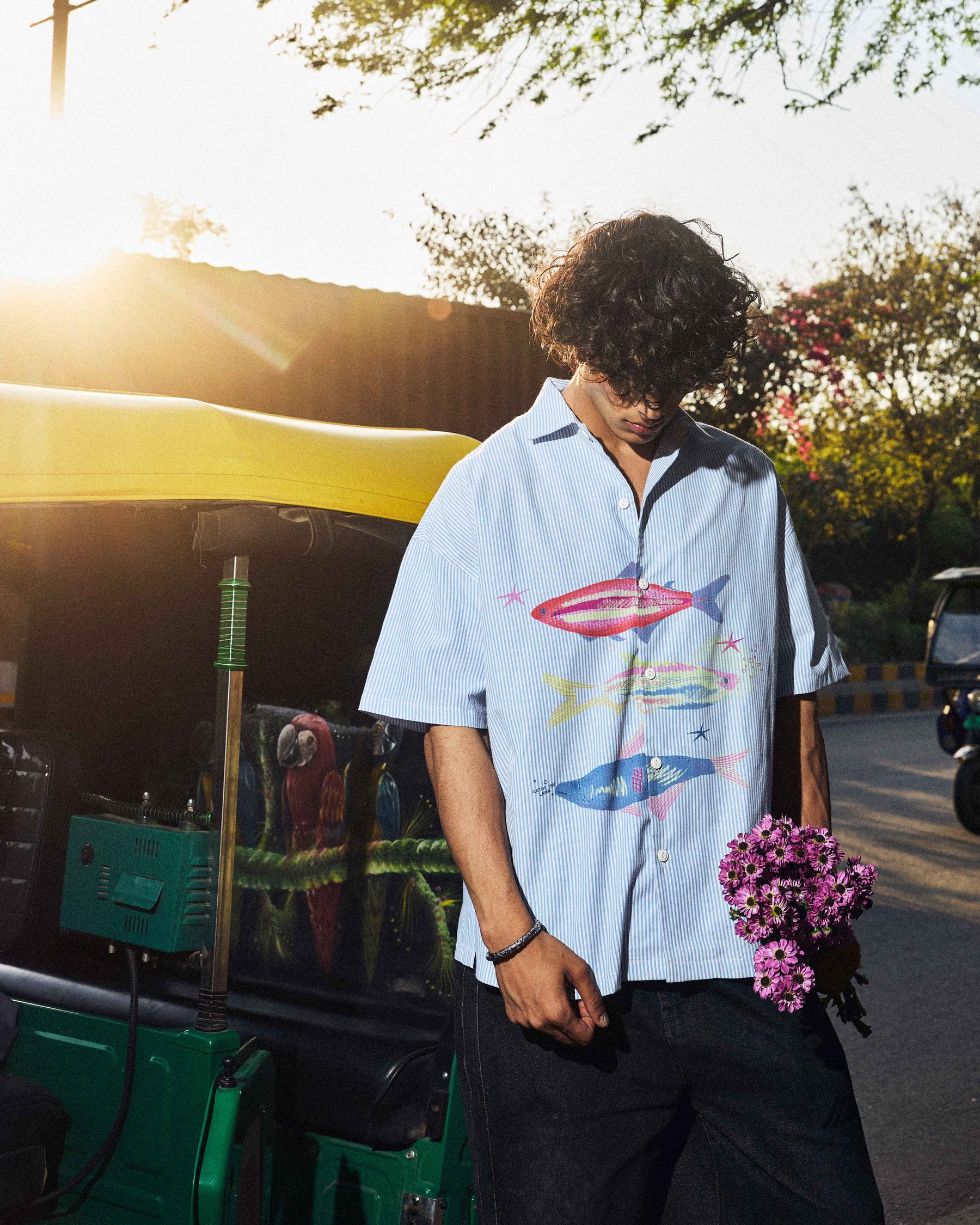 Azure Reef Striped Resort Shirt