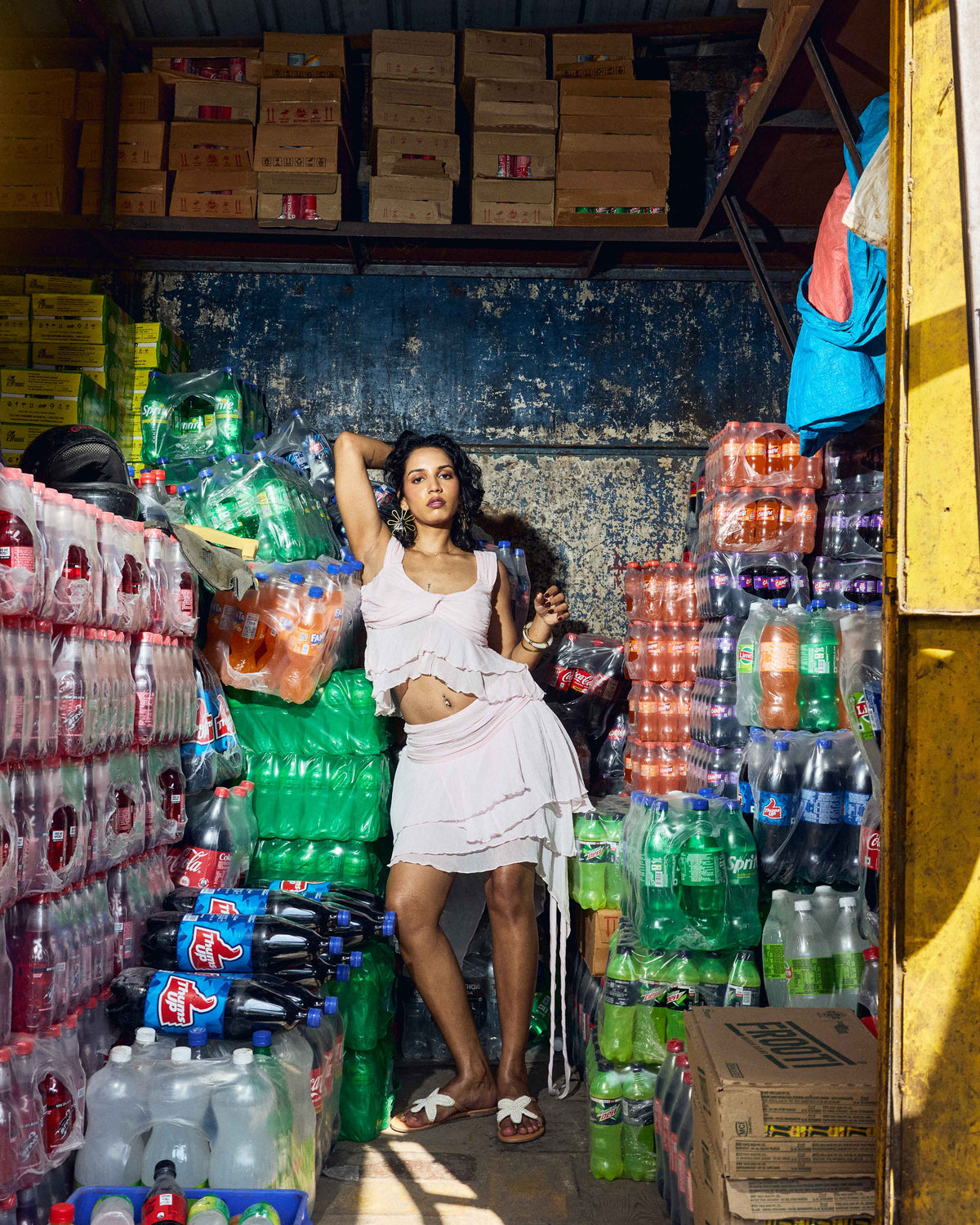 Blush Pink Asymmetrical Ruffle Mini Skirt