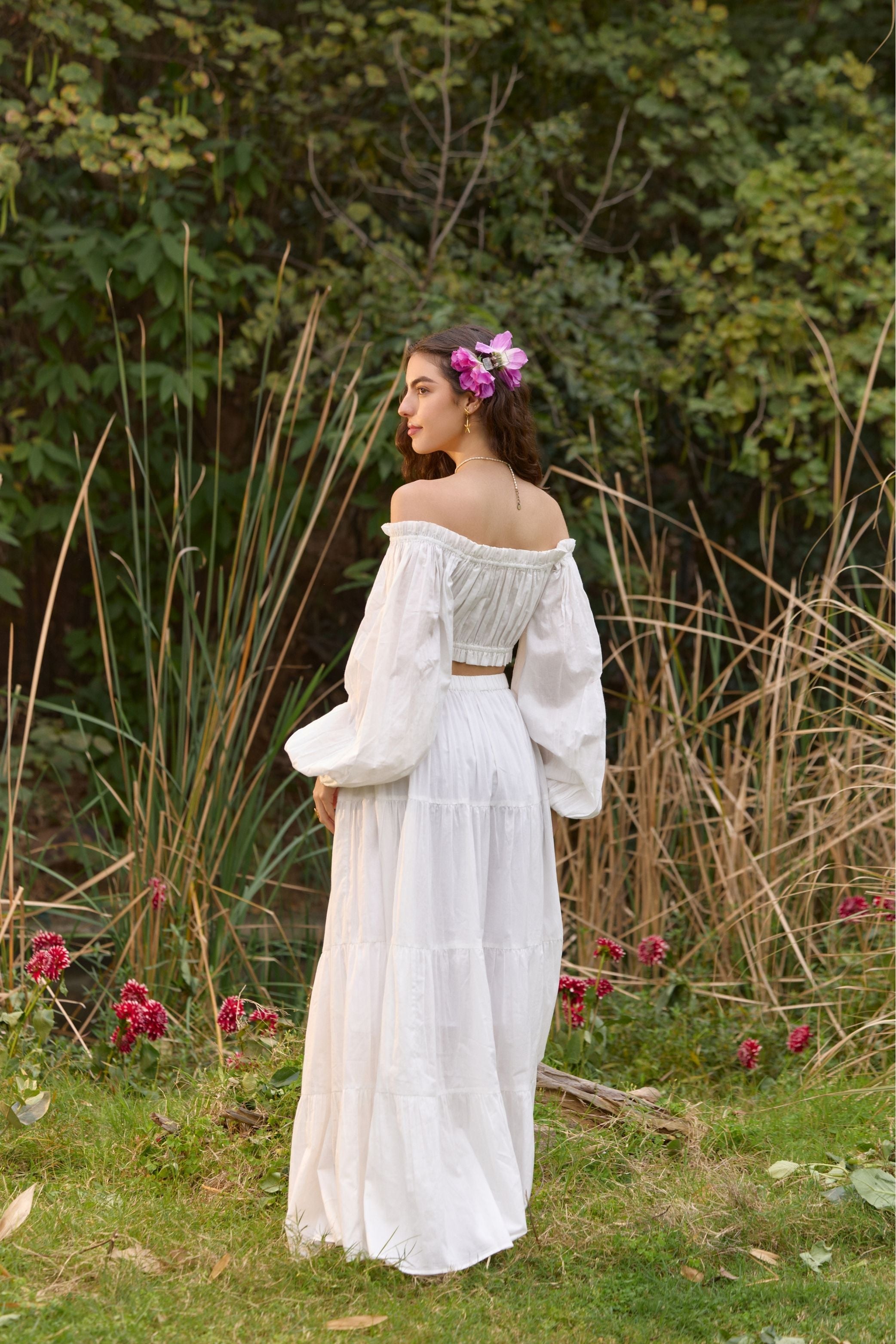 White Tiered Maxi Skirt