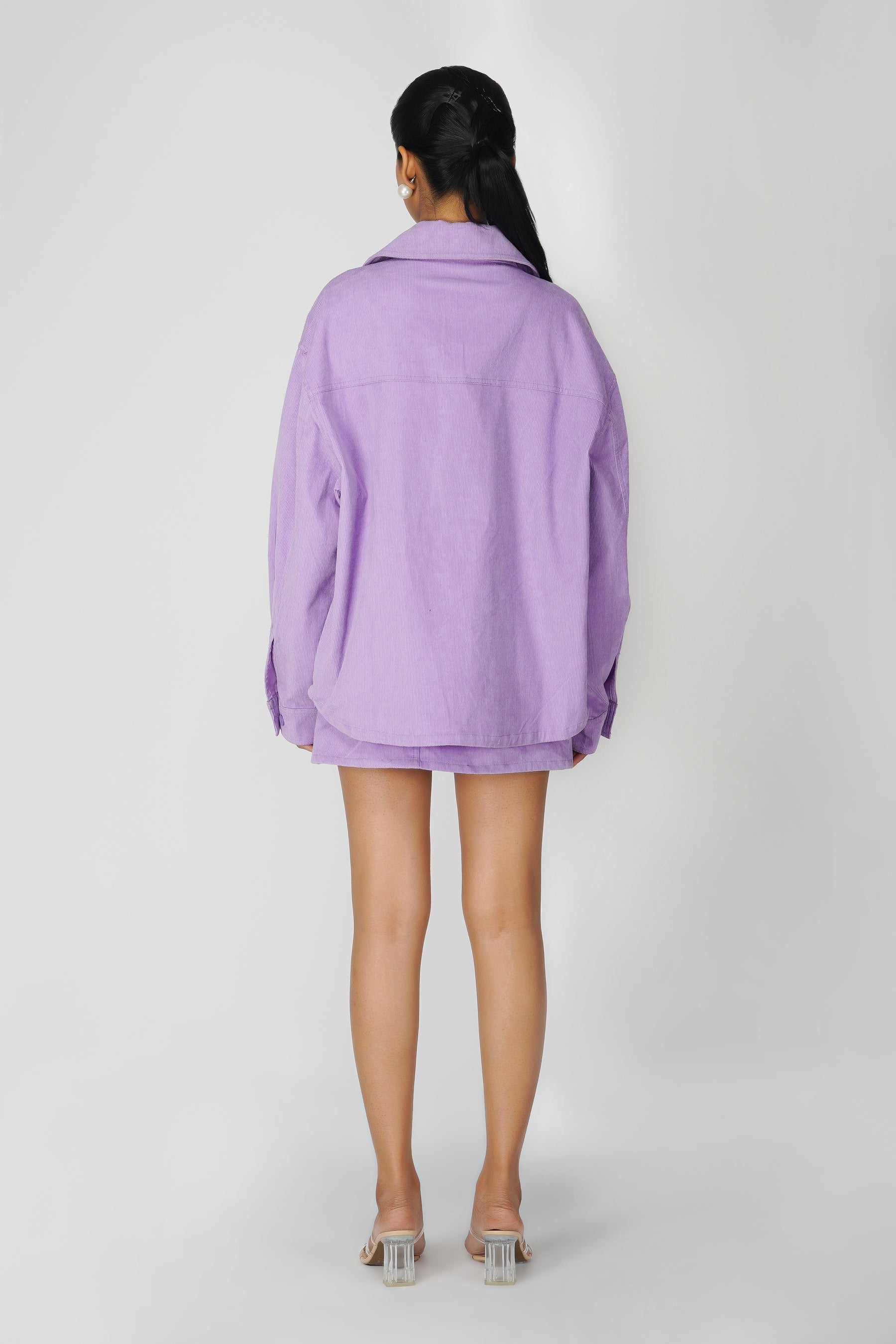 Emily in Paris: Flower Applique Oversized Jacket-Lilac