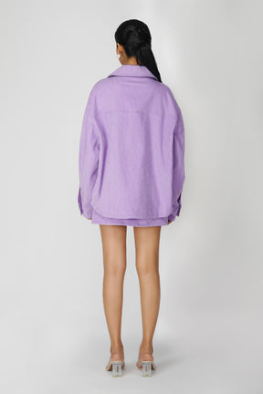 Emily in Paris: Flower Applique Oversized Jacket-Lilac