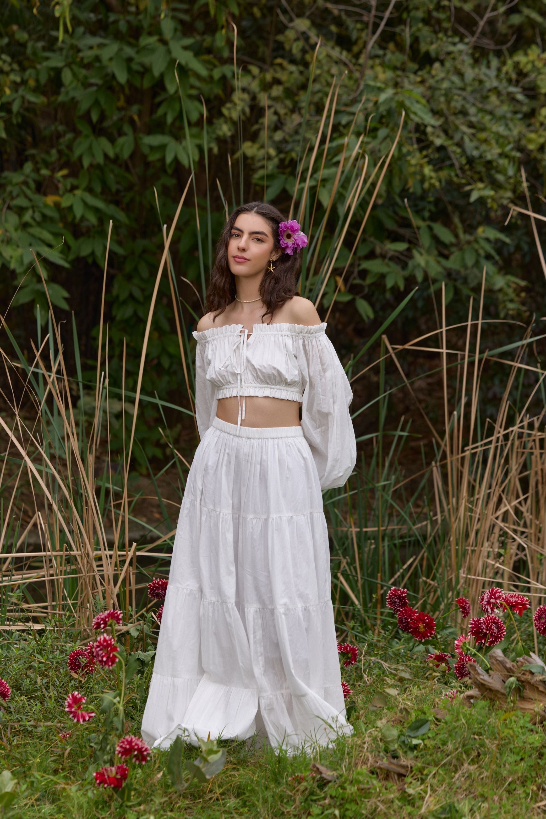 White Tiered Maxi Skirt
