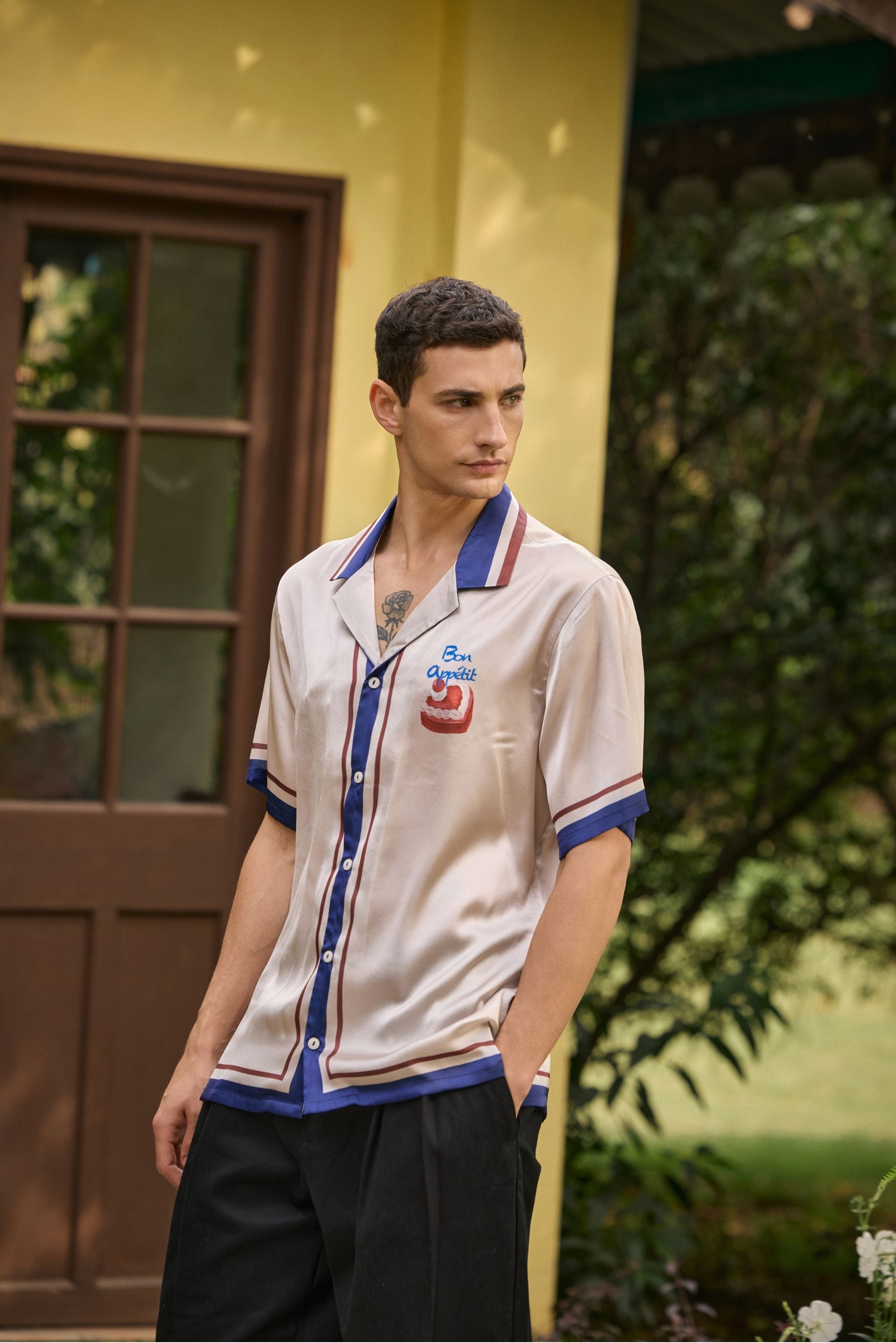 Cream Satin Printed Shirt – Bon Appétit