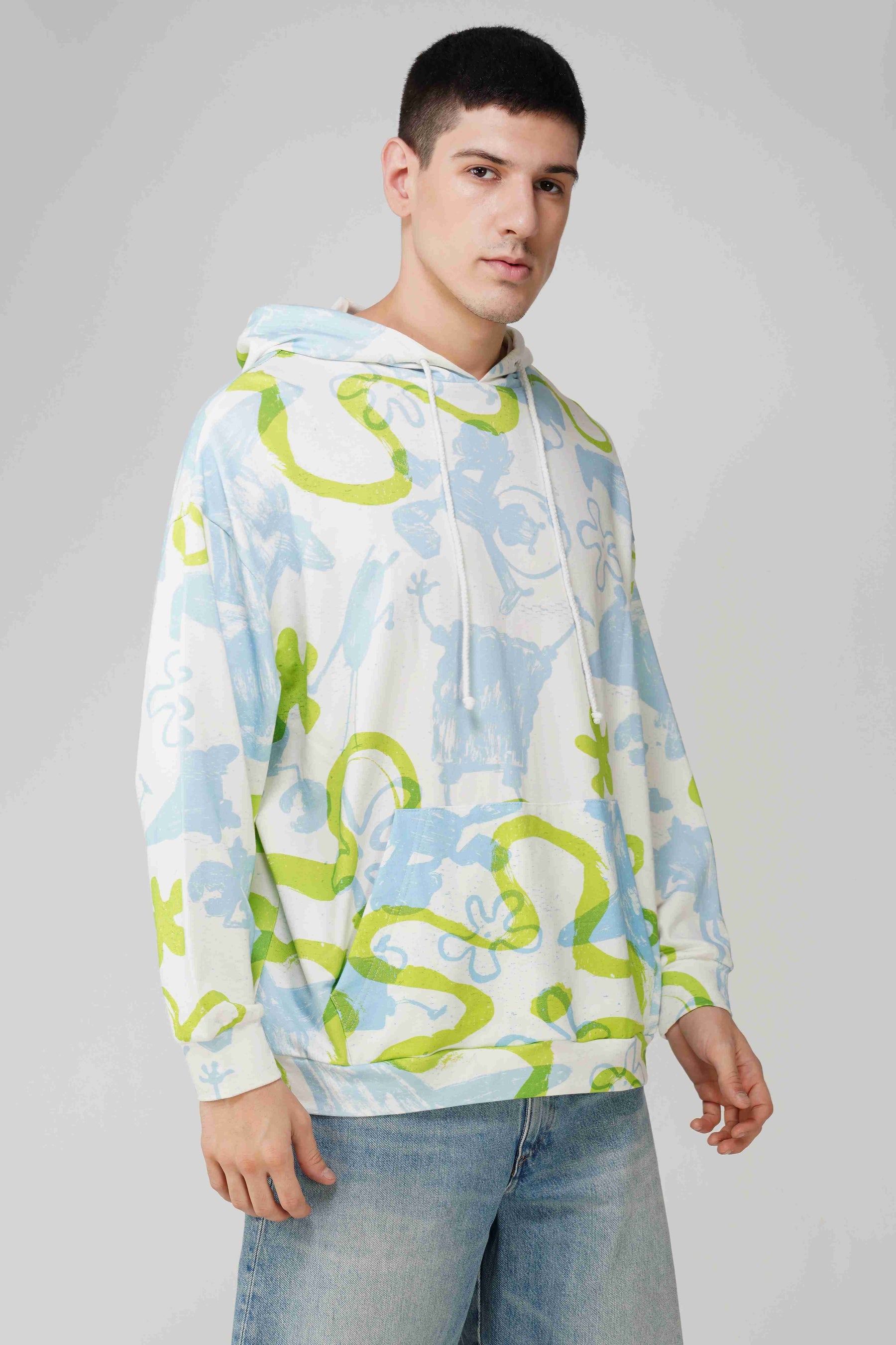 Spongebob Printed Oversized Men's Hoodie