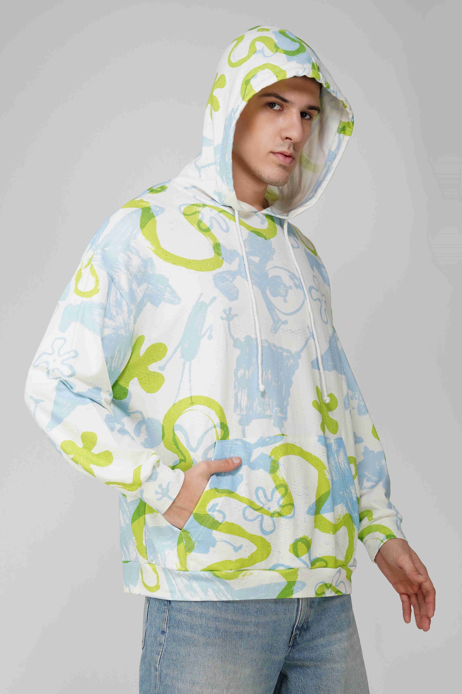 Spongebob Printed Oversized Men's Hoodie