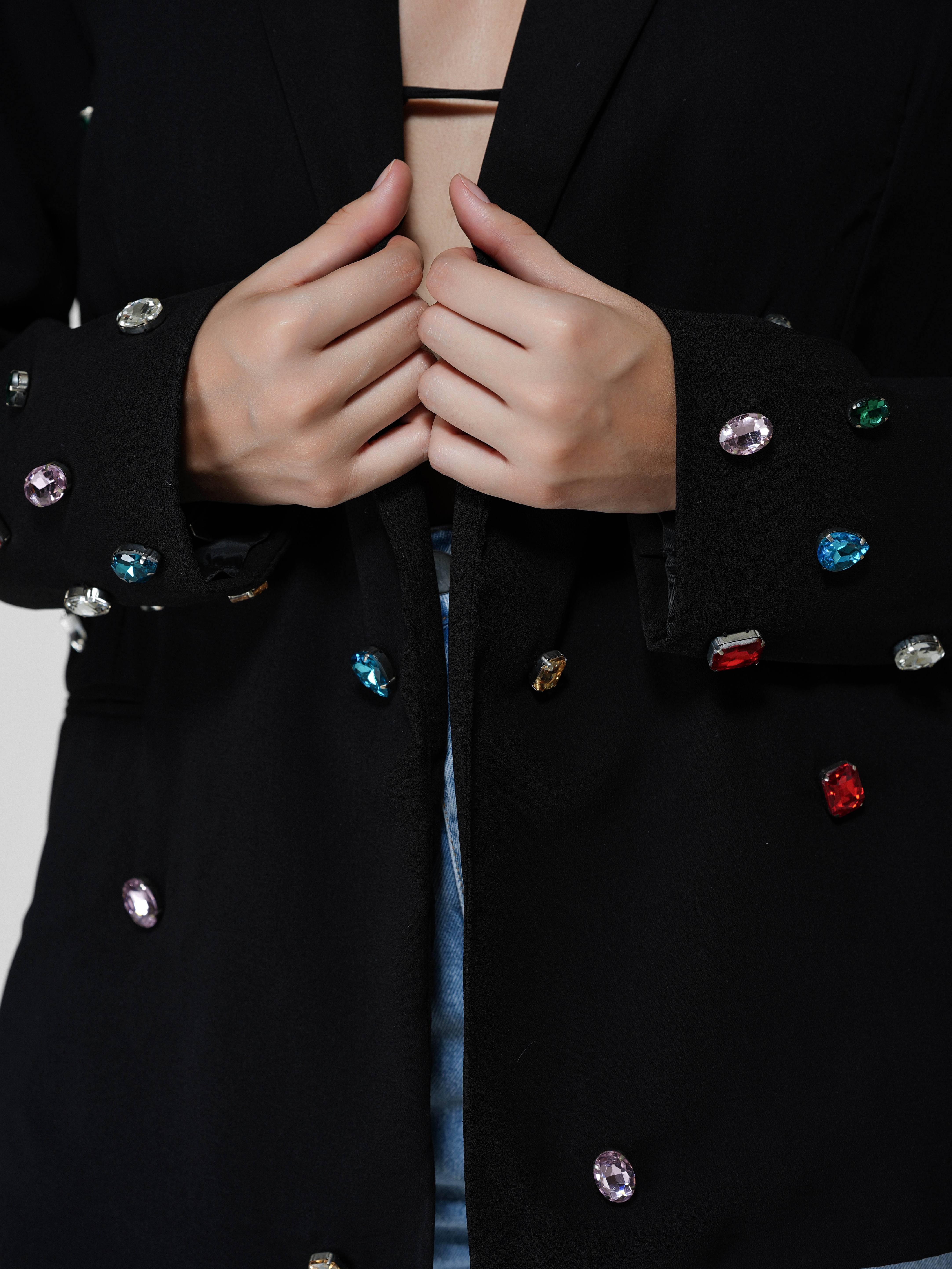 Gem-Embellished Oversized Blazer