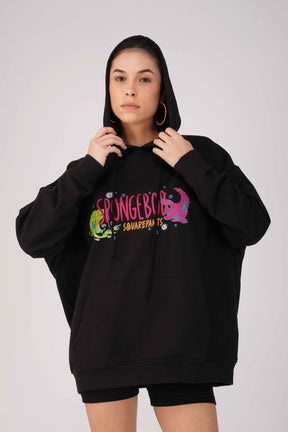 SpongeBob: I Can See You Oversized Hoodie-Black